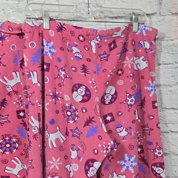 Women's Christmas Pajama 2pc Set Pink Fleece Holiday Sleep Set Sleepwear Polar - Picture 7 of 9